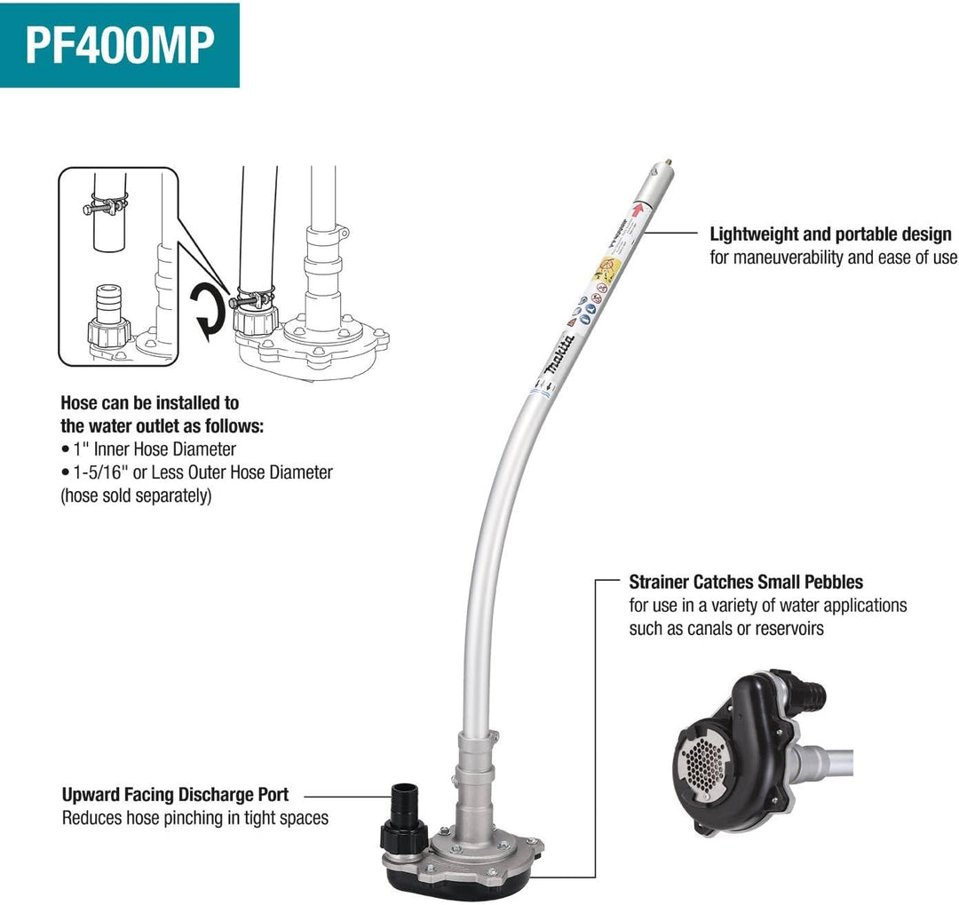 Makita PF400MP Tauchpumpenaufsatz, 1" Zoll Schlauchanschluss, Aufsatz zum Abpumpen von Teichen oder