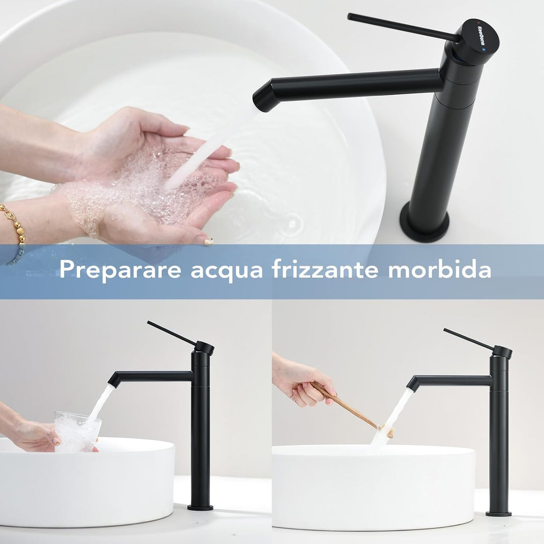 Waschtischarmatur 360° drehbar Wasserhahn Bad mit Warm- und Kaltwassermischer Auslaufhöhe 222 mm bad