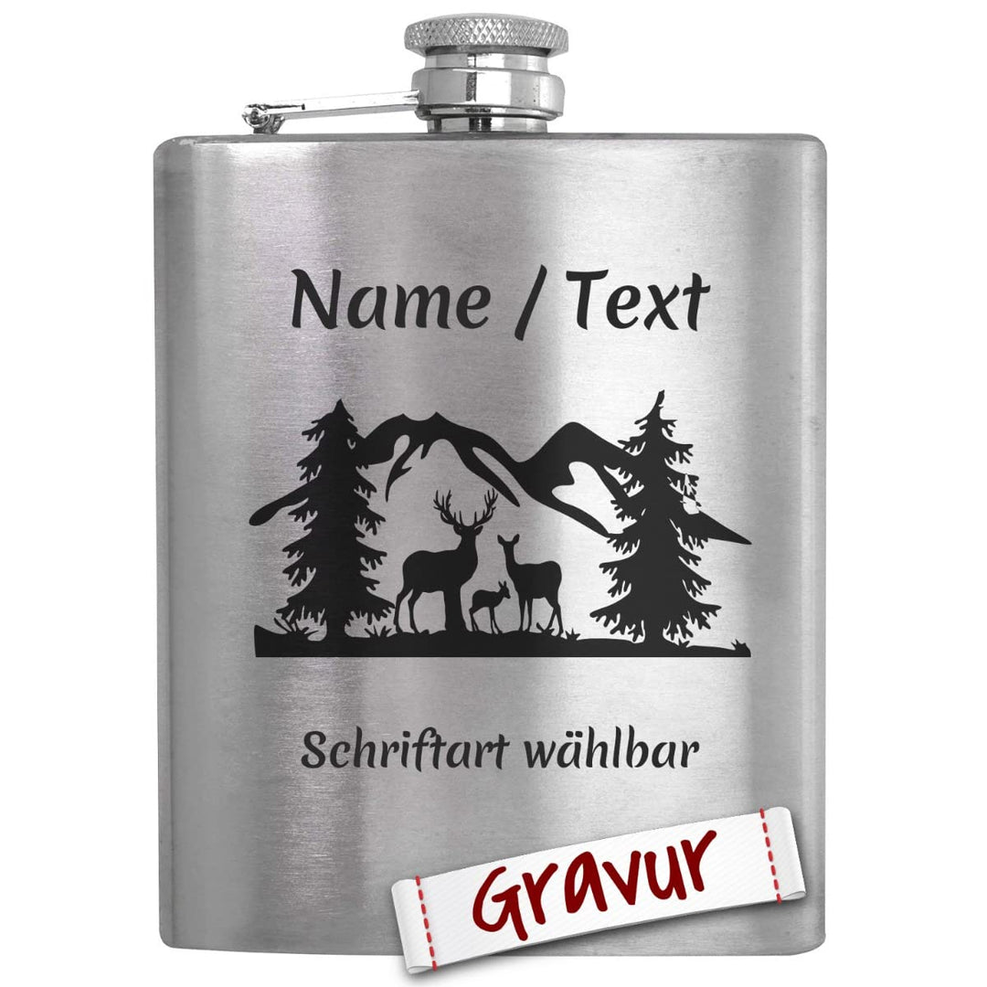 Bergsteiger Geschenk Flachmann Set mit Gravur/Spruch personalisiert, Berge Klettern Geschenke für He