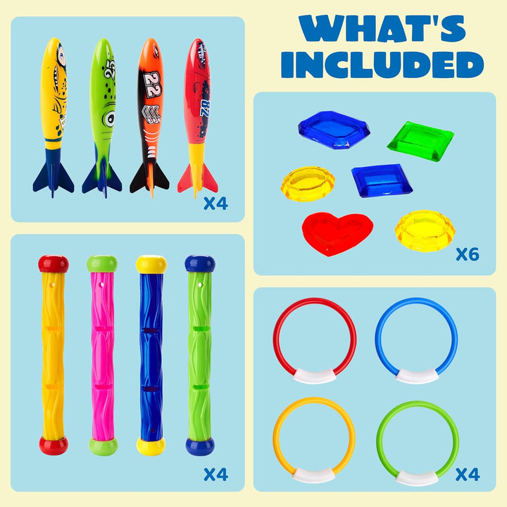 JOYIN 18 Stücke Tauchspielzeug Unterwasser Tauchen Diving Set, Tauchen Spielzeug für Kinder, Schwimm