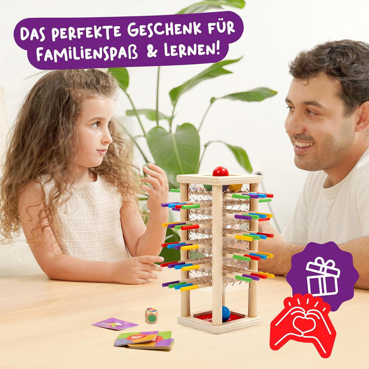 Nene Toys BALLFALL, Montessori Spielzeug ab 3 Jahren – Holzspiel für Kinder – Lernspiel mit Stäbchen