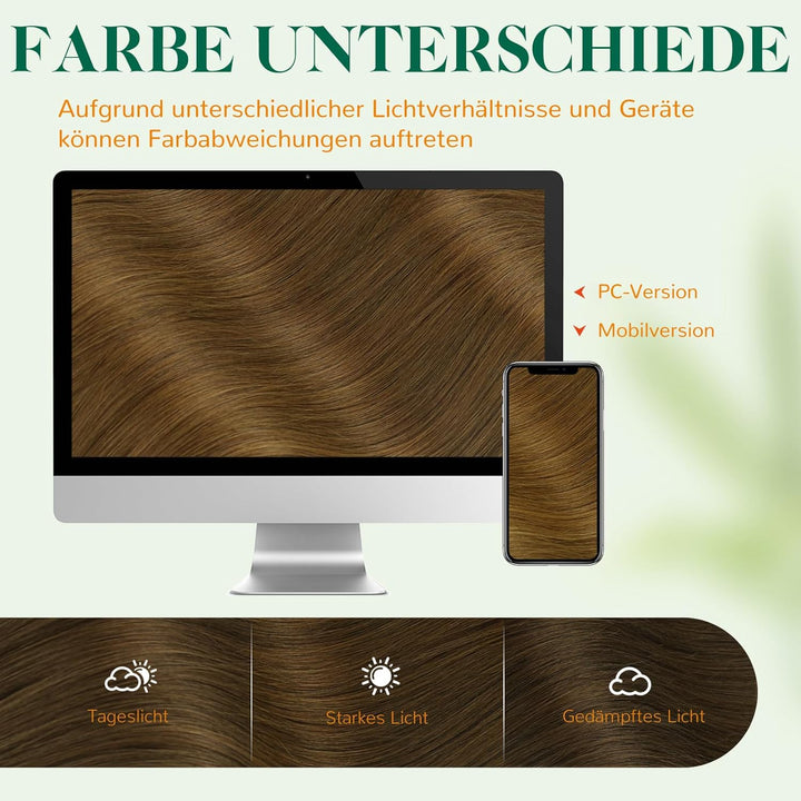 Easyouth Tape in Extension Echthaar Braun Skin Weft Tape on Haar Farbe Mittelbraun 30 cm 30g Echthaa