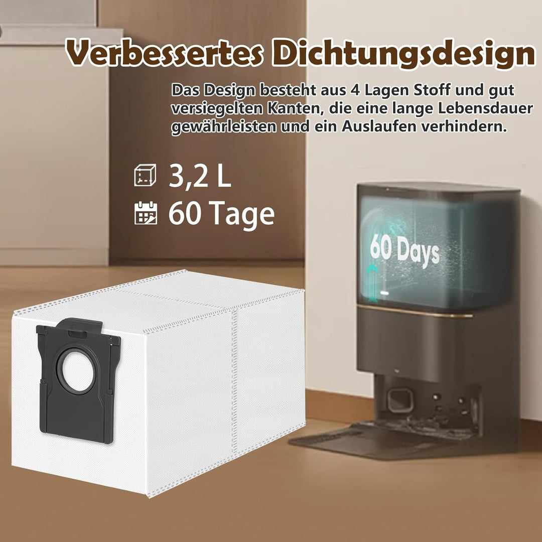 12 Stück Staubbeutel Kompatibel mit Dreame L20/X40 Ultra Complete, L10s/L10/L40/S20/E30 Ultra, L10s
