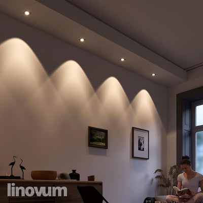 linovum 10 Stück Design LED Einbaustrahler Set eckig Edelstahl Optik gebürstet für 230V mit 6W GU10