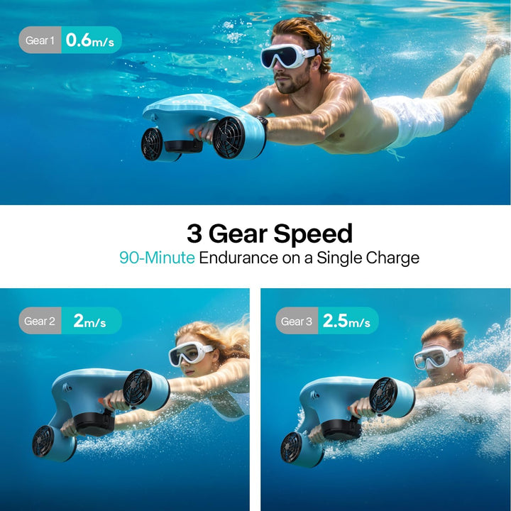 Asiwo Unterwasserscooter Tauchscooter Manta 2 mit Starker Schub,Seascooter mit mit Action Kamera Hal