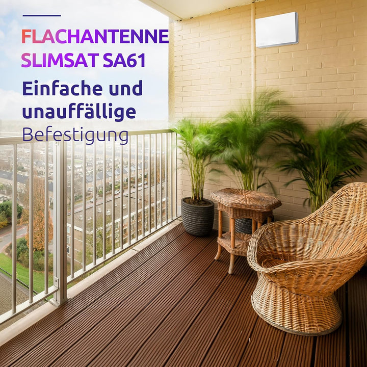 STRONG SA61 Flachantenne Single mit Fensterhalterung, für 1 Teilnehmer (integrierter LNB) für Eigenh