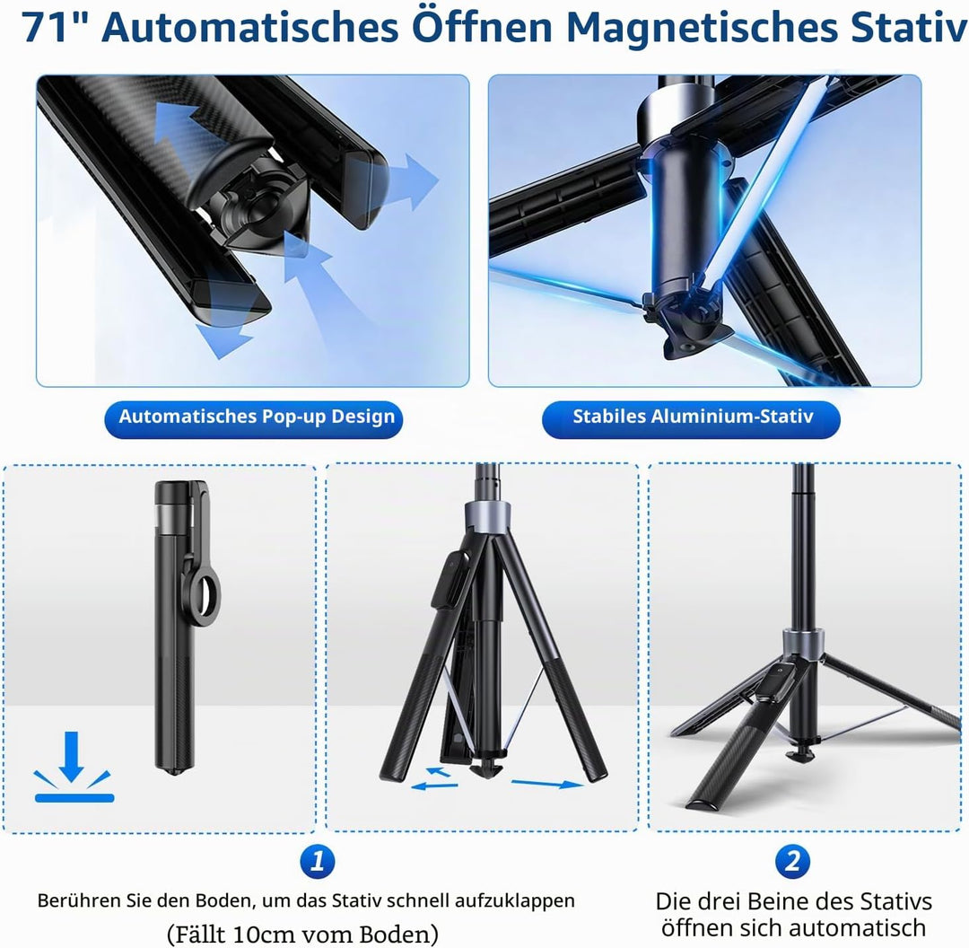 yAyusi 3-in-1 Magnetisches Vlogging-Kit, Influencer Zubehör, Magnetisches Stativ/Mikrofon/Fernbedien
