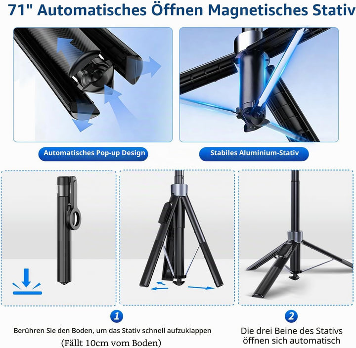 yAyusi 3-in-1 Magnetisches Vlogging-Kit, Influencer Zubehör, Magnetisches Stativ/Mikrofon/Fernbedien