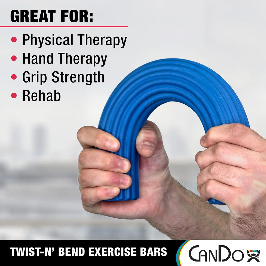 CanDo Hand- und Fingertrainer Twist-n-Bend, Flexibler Übungsstab, Trainingsstab, blau (schwer), 10-1