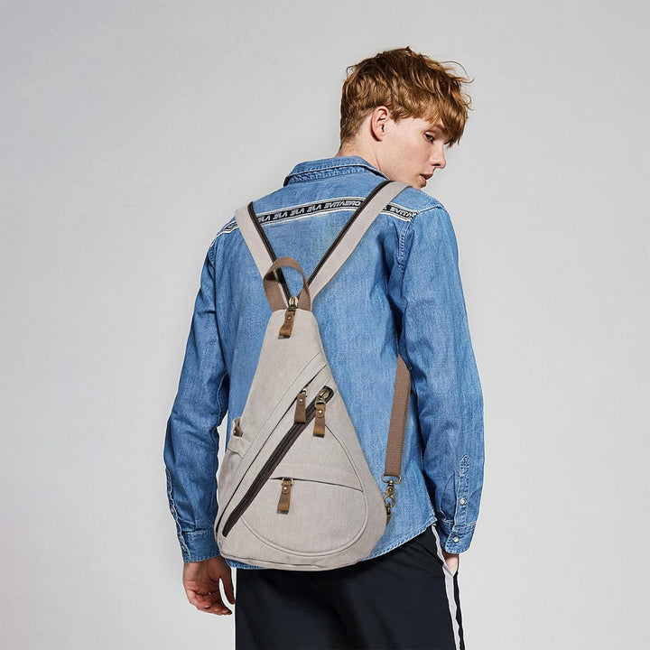 KL928 Canvas Sling Bag Rucksack Damen und Herren – Schulterrucksack Umhängetasche Crossbag Verstellb