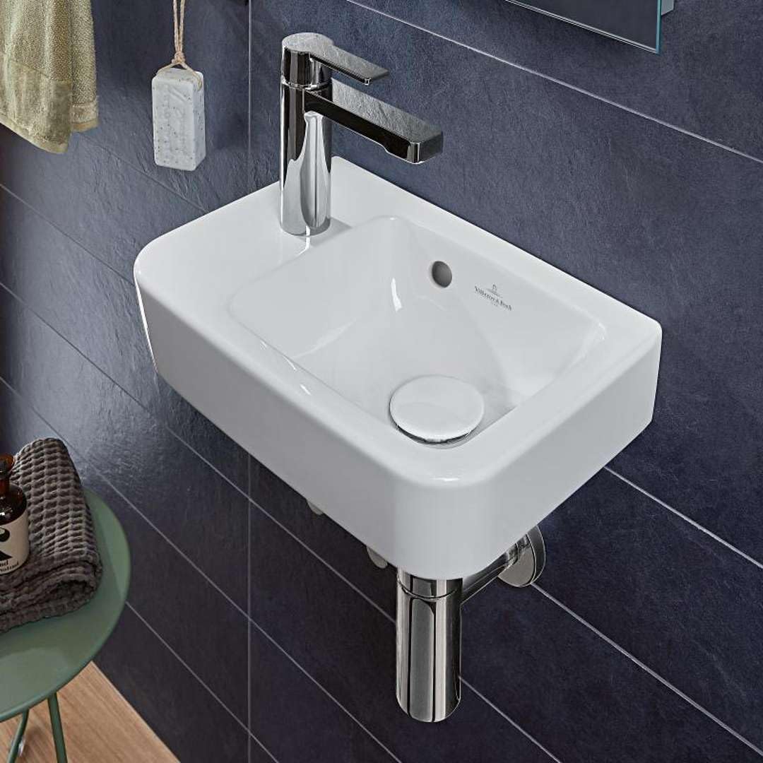 Villeroy & Boch O.Novo Waschbecken mit 1 Hahnloch Links 36x25x9,5cm Weiss Weiss 36x25x9.5 cm, Weiss