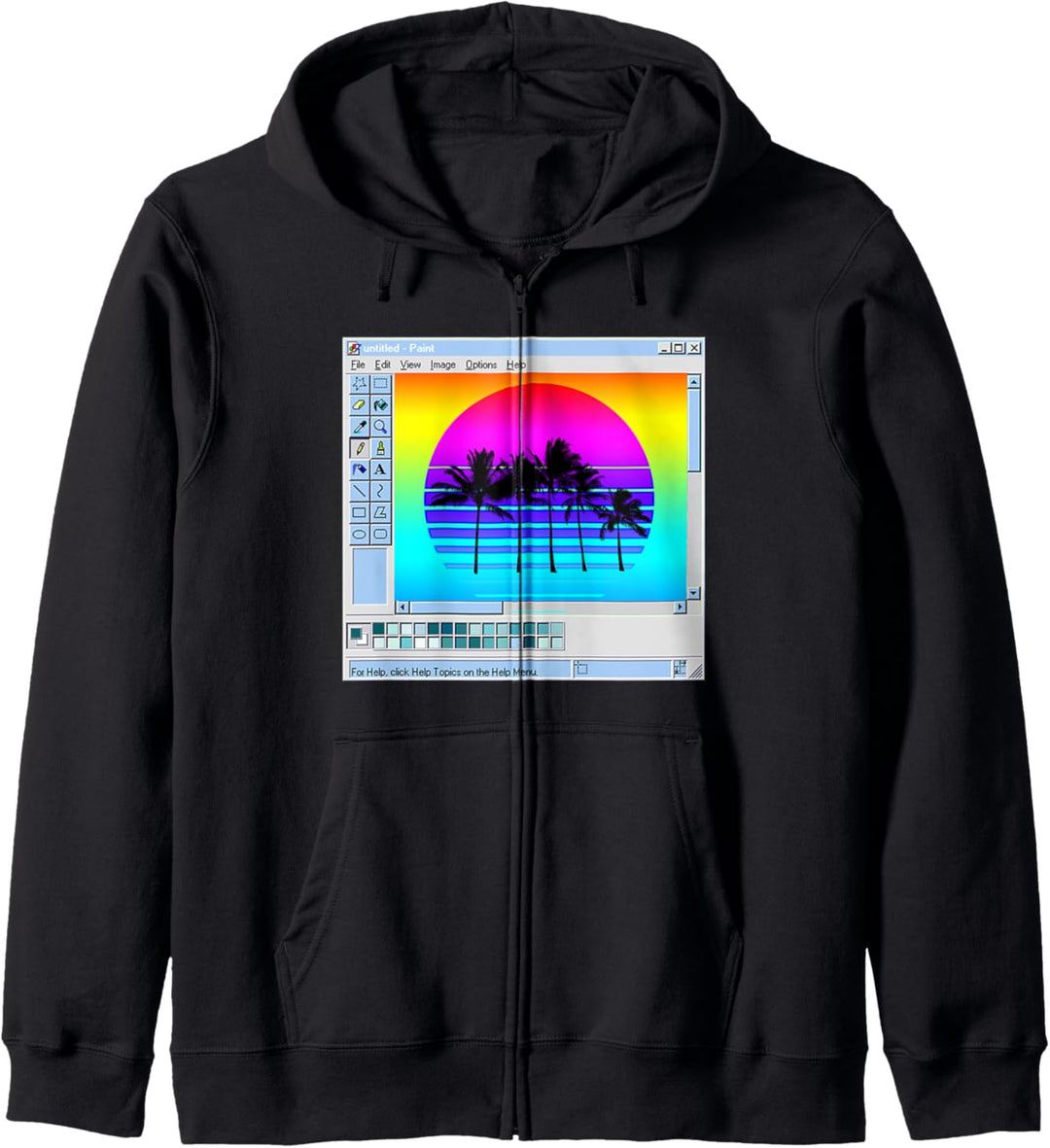 Paint Window Ästhetische Grafik Retro Wave Sonnenuntergang Kapuzenjacke