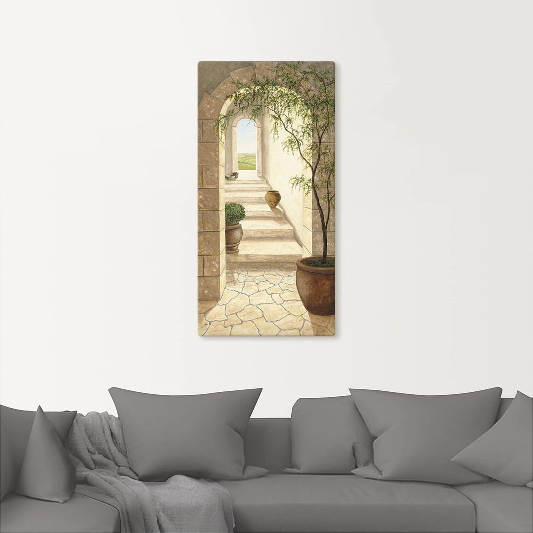 ARTLAND Wanddeko Leinwand Bilder Wandbild Architektur Fenster Türen Malerei Creme A5RS Toskanischer