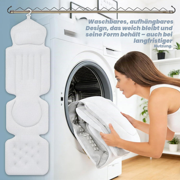Badewannenkissen mit abnehmbarem Lendenkissen, 144 Saugnäpfen für optimalen Halt, ergonomische Unter