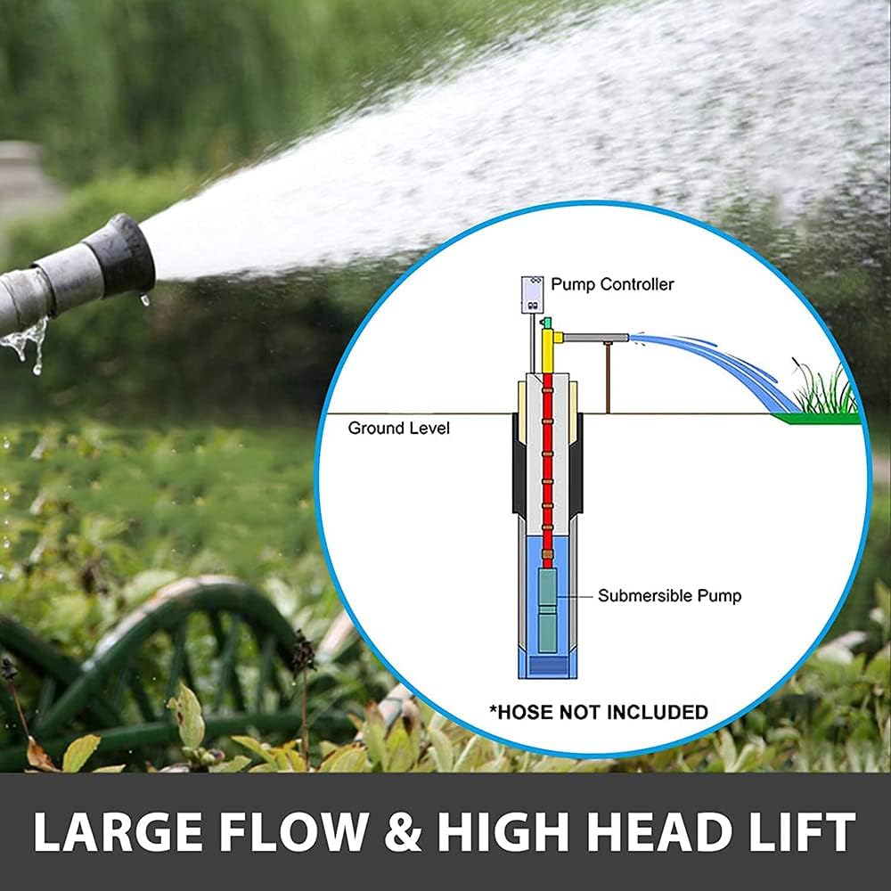 ZYIY Tiefbrunnenpumpe 53m 3In Rohr Edelstahl Tauchwasserpumpe 1In Auslass Wassertauchpumpe 260W 24V