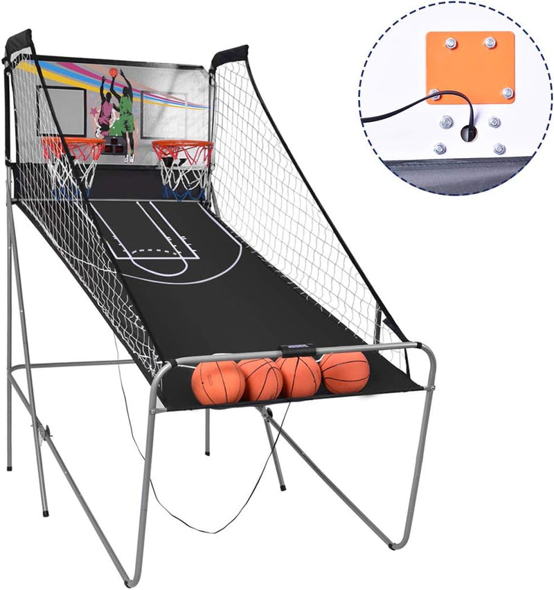 GOPLUS Basketball-Schiessmaschine, Basketballständer inkl. 4 Basketbälle und Pumpe, Basketballkorb k