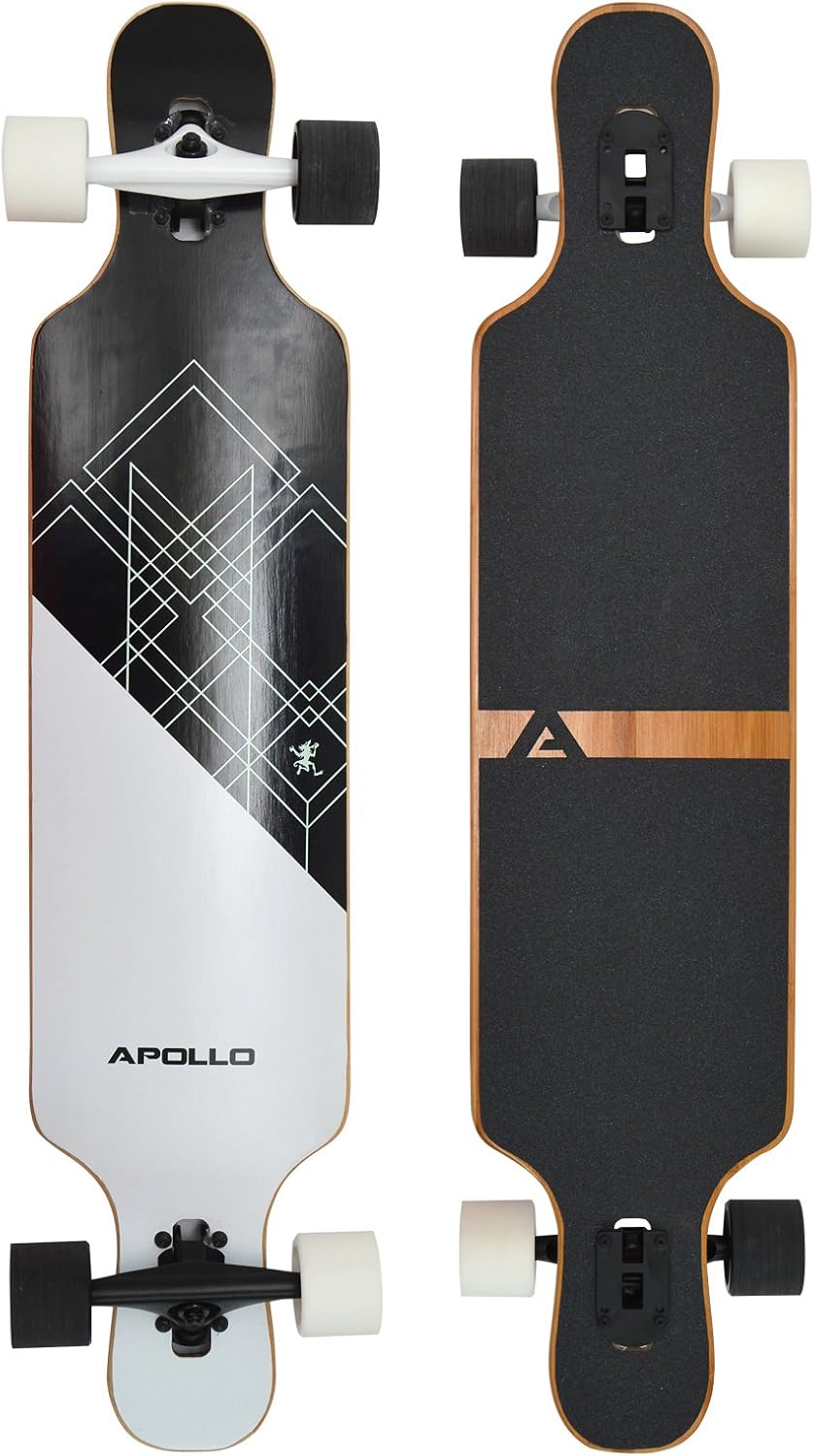 Apollo Longboard, Komplettboard mit Deck aus Bambus & Fiberglas, High-End Board mit ABEC 9 Kugellage