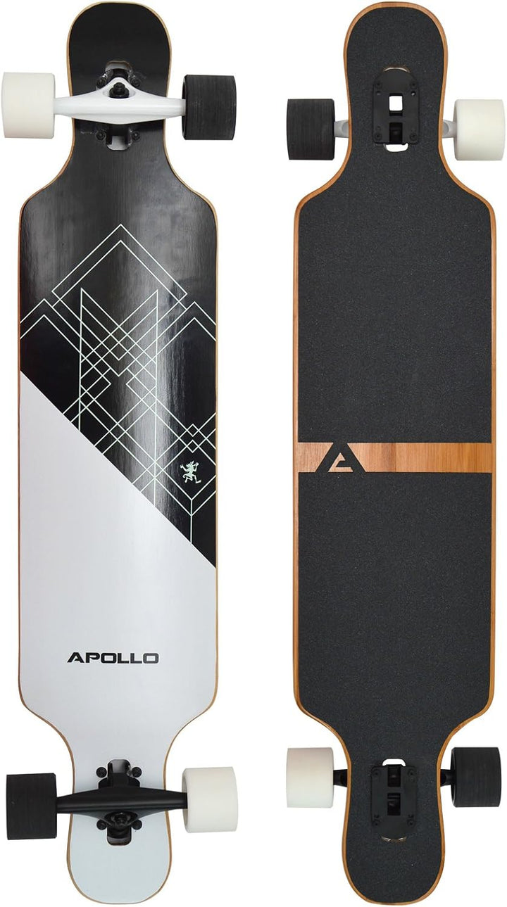 Apollo Longboard, Komplettboard mit Deck aus Bambus & Fiberglas, High-End Board mit ABEC 9 Kugellage
