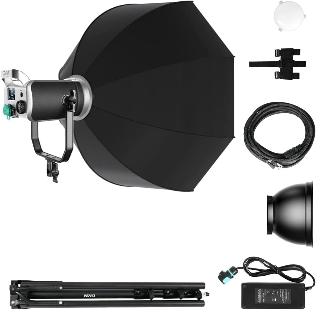 GVM 300W LED Videoleuchte mit Softbox, CRI97 dimmbare 2700K-7500K LED Studiolicht, LED Fotografie Da