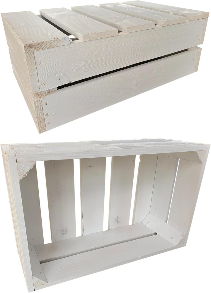 2er Set Holzkiste Klein Aus Holz - massive Weinkisten Vintage 25 x 40 x 15 cm - Holzbox Für Aufbewah