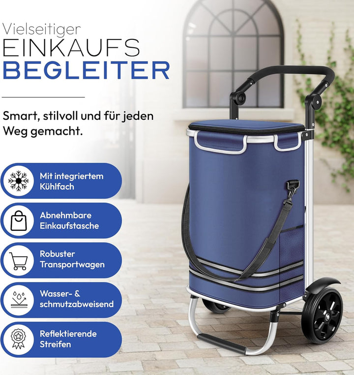 Dimono® Einkaufstrolley Klappbarer 3 in1 Trolley zum Einkaufen; 56 Liter inkl. Kühlfach; Transportwa