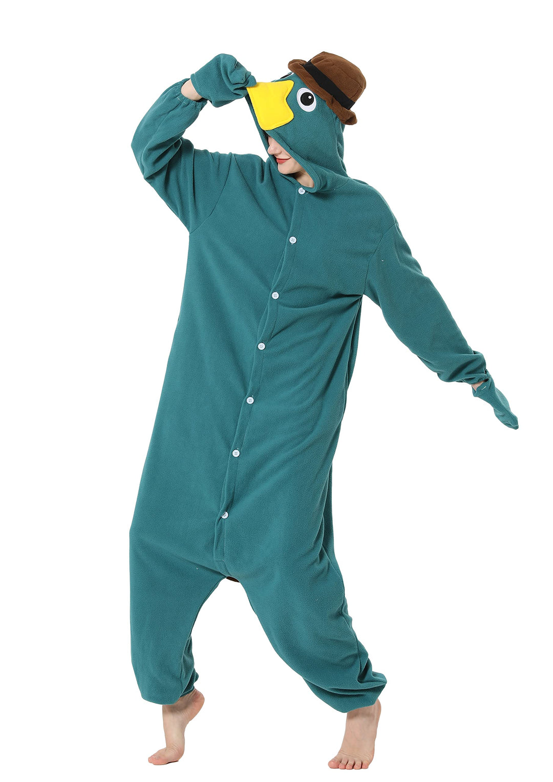 LorranTree Schnabeltier Kostüm Onesie Perry Platypus Tier Kostuem Damen Herren Schlafanzug Weihnacht