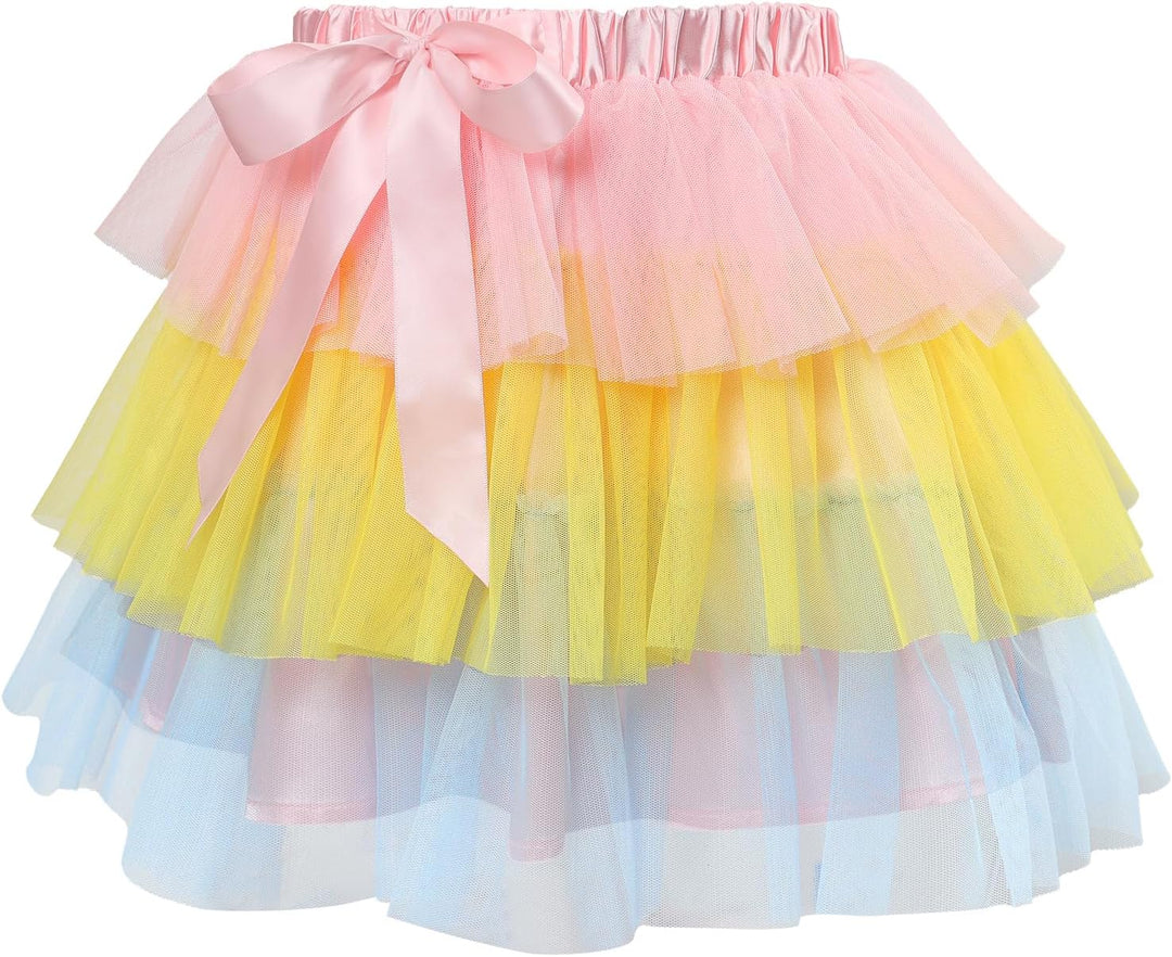 LittleForBig Damen Mesh Tüll Puffy Petticoat Tutu Ballett Bubble Rock Kurzer Ballerina Rock XS Regen
