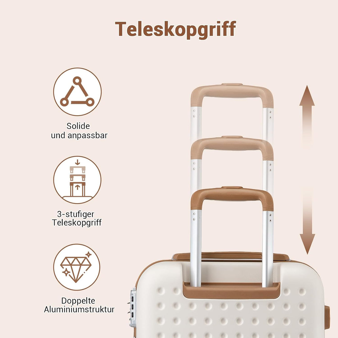 KONO Koffer Trolley Klein Hartschalenkoffer Reisekoffer von ABS Hartschalen Handgepäck mit 4 Spinner