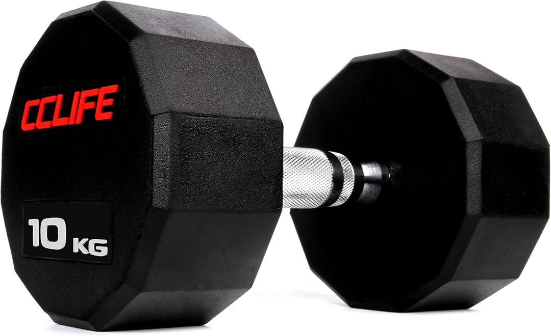 CCLIFE Hanteln Kurzhantel 1er 2er Set Dodekagon Zwölfeck Gummi Gusseisen verchromte Griffe 10-60 kg
