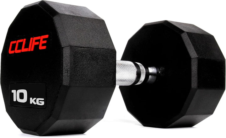CCLIFE Hanteln Kurzhantel 1er 2er Set Dodekagon Zwölfeck Gummi Gusseisen verchromte Griffe 10-60 kg