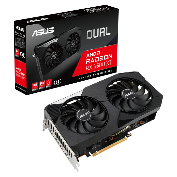 ASUS Dual AMD Radeon RX6600XT OC Edition Gaming Grafikkarte (8GB GDDR6 Speicher, PCIe 4.0, 1x HDMI 2