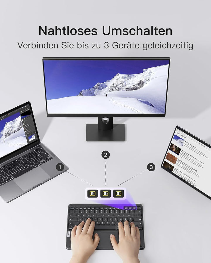 Inateck Tablet Tastatur mit Touchpad, Bluetooth Tastatur kompatibel mit Android/iOS-Systeme/Smartpho