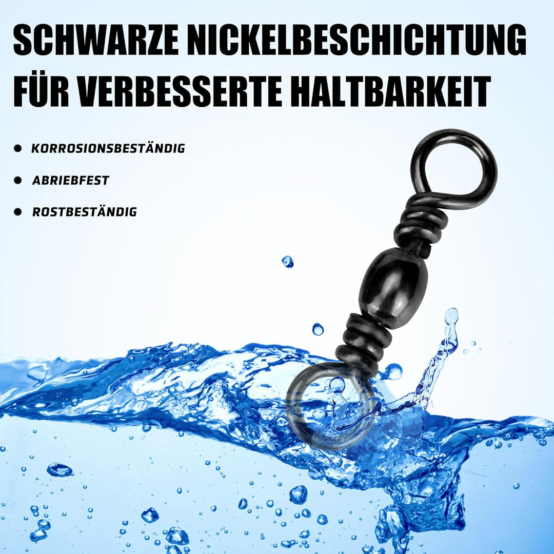50/100stk Angelwirbel Wirbel Angeln Tönnchenwirbel Angelzubehör Wirbel Set Extra Stark zum Raubfisch