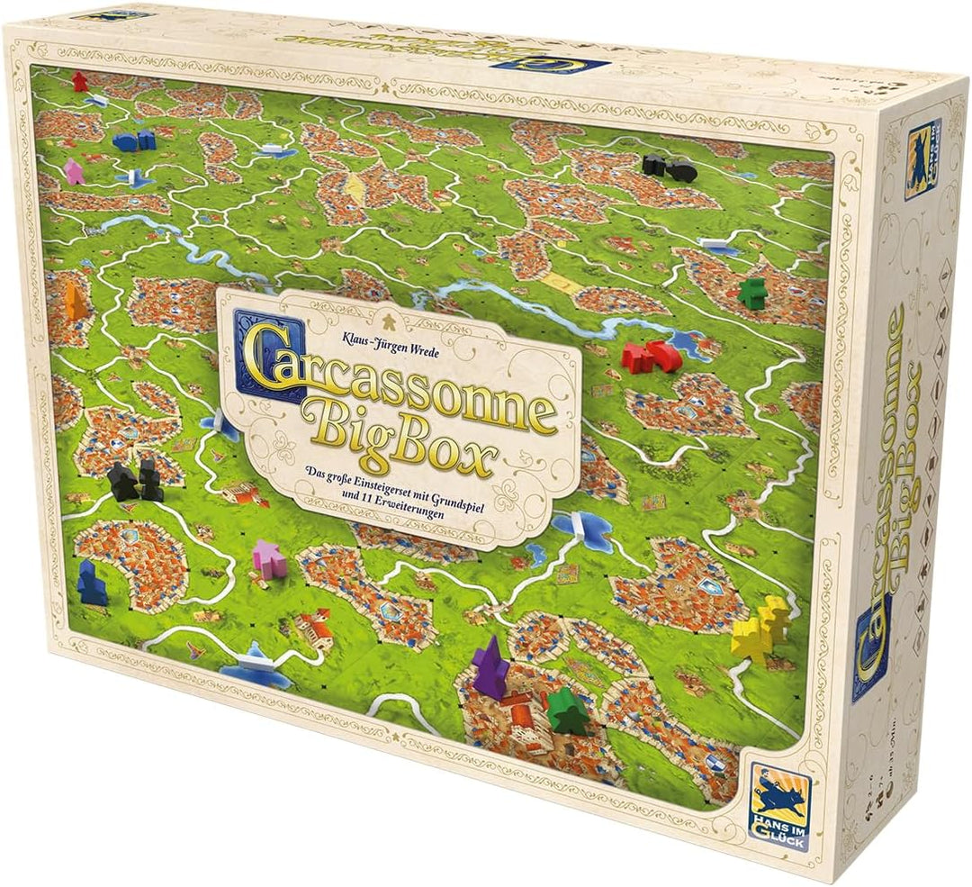 Hans im Glück, Carcassonne BigBox (Auflage 2025), Familienspiel, 2-6 Spieler, 7+ Jahre, 35 Minuten,