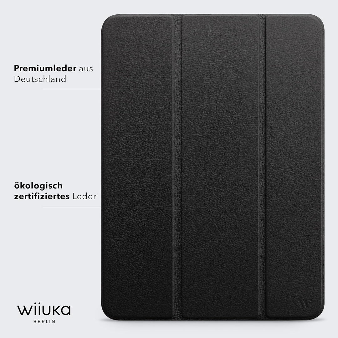 WIIUKA Hülle für iPad Pro 12.9" (2022-2020), Deutsches Leder, Lederhülle extra Dünn, Premium Smart-C