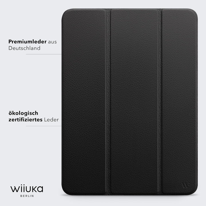 WIIUKA Hülle für iPad Pro 12.9" (2022-2020), Deutsches Leder, Lederhülle extra Dünn, Premium Smart-C