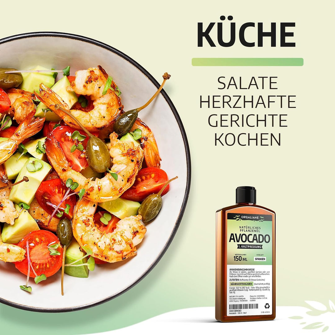 Avocadoöl 900ml - rein, natürlich, kaltgepresst, Avocado Oil zum Braten Grillen und als Würzöl oder