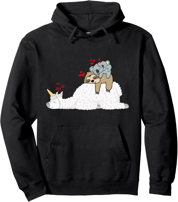 Lama & faul Faultier mit Baby Koala Mama Bär Valentinstag Pullover Hoodie