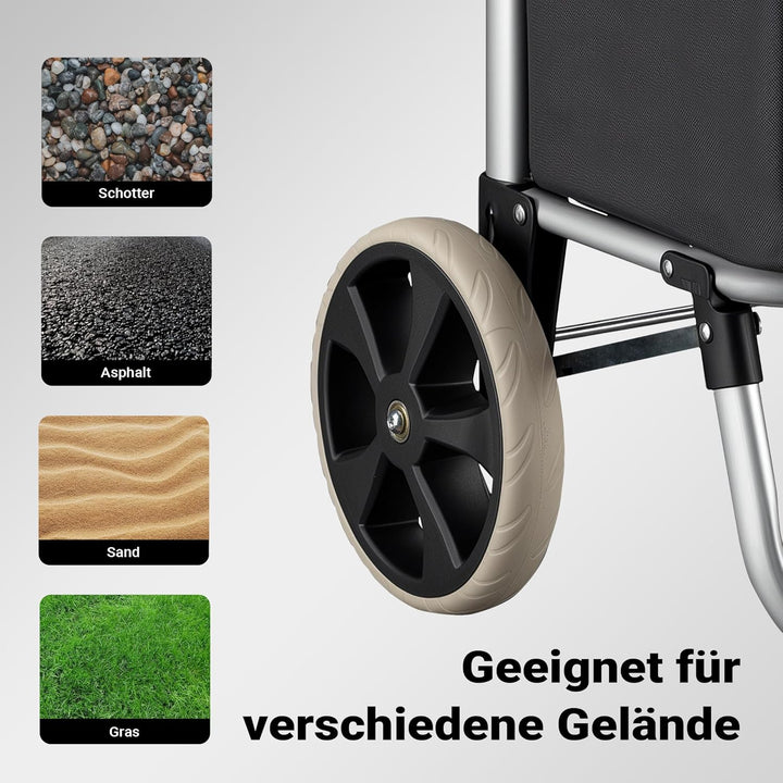 Wiltec Einkaufstrolley klappbar 36,5 x 44 x 103 cm bis 40 kg, Hackenporsche mit Zwei Rädern, Faltbar
