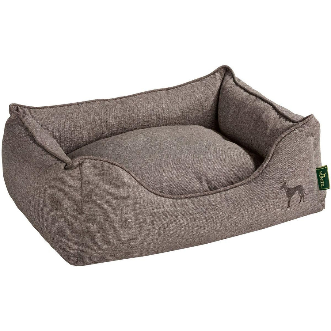 HUNTER Boston Hundesofa, Hundebett, Wendekissen mit Plüschbesatz,pflegeleicht, 80 x 60 cm, braun bra