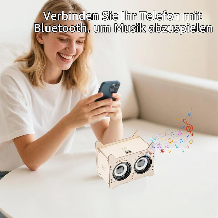DIY Bluetooth Lautsprecher,Elektronik Baukasten Lautsprecher Bausatz Holz Experimente Wissenschaft E