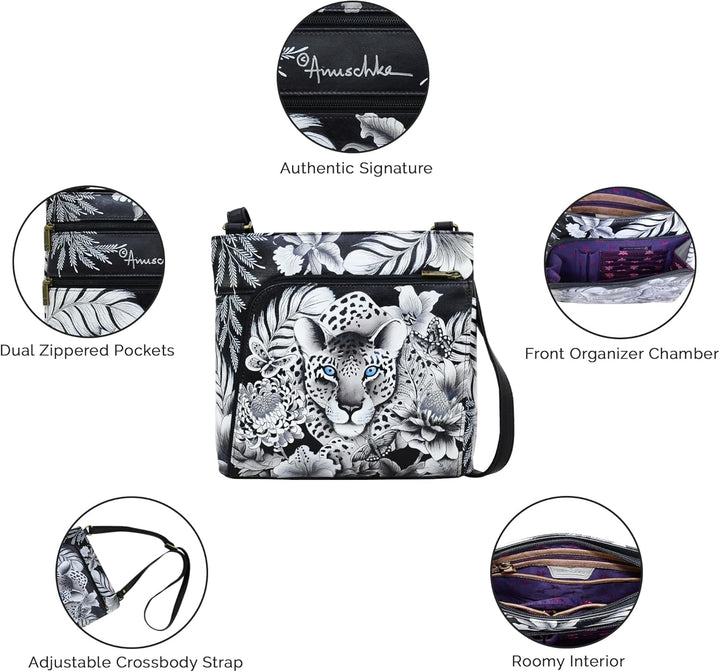 Anuschka Handbemalte Crossbody Tasche mit Organizerfach & RFID-Schutz Wild Desert, Wild Desert