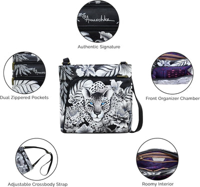 Anuschka Handbemalte Crossbody Tasche mit Organizerfach & RFID-Schutz Wild Desert, Wild Desert