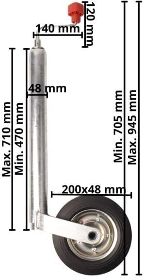 Neuswiel Plus Alko , rond diameter 48 mm, extra lang, stalen velg met massief rubber