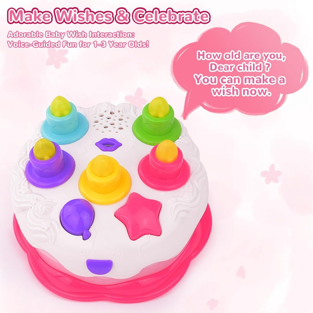 Love&amp;Mini Pretend Geburtstag Kuchen Spielzeug - Musikspielzeug Kuchen für 1 Jahr alte Jungen Mädchen