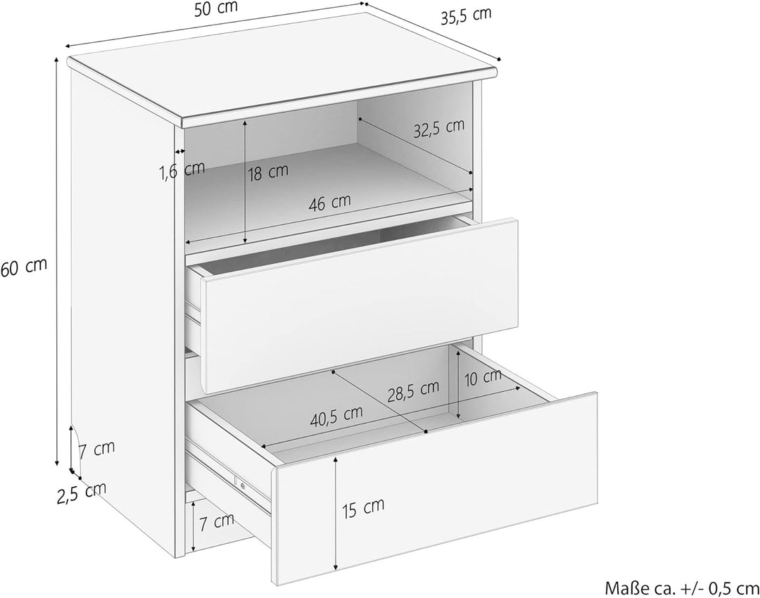Erst-Holz Nachttisch Schubladenkommode mit Zwei Auszügen Buche 90.20-K45