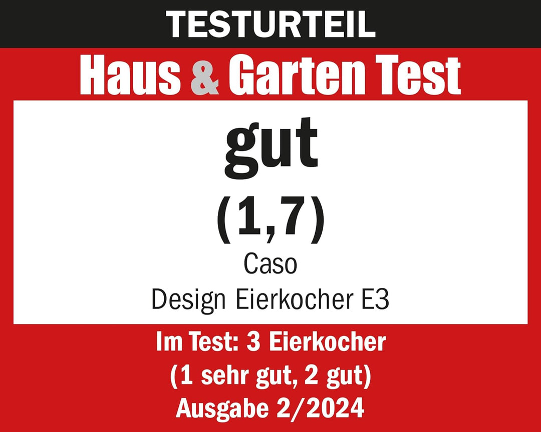 CASO E3 Eierkocher, stufenloser Drehregler für den gewünschten Härtegrad von weich bis hart, Zeit-,