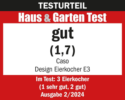 CASO E3 Eierkocher, stufenloser Drehregler für den gewünschten Härtegrad von weich bis hart, Zeit-,