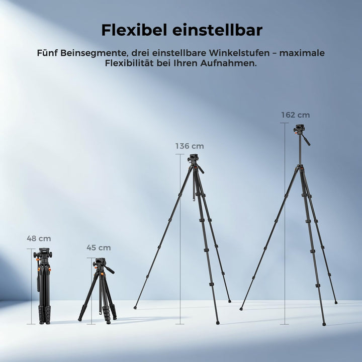 K&amp;F CONCEPT Kamera Stativ Handy Stativ | Tripod für Smartphone mit Handy Tablet Halterung, Aluminium