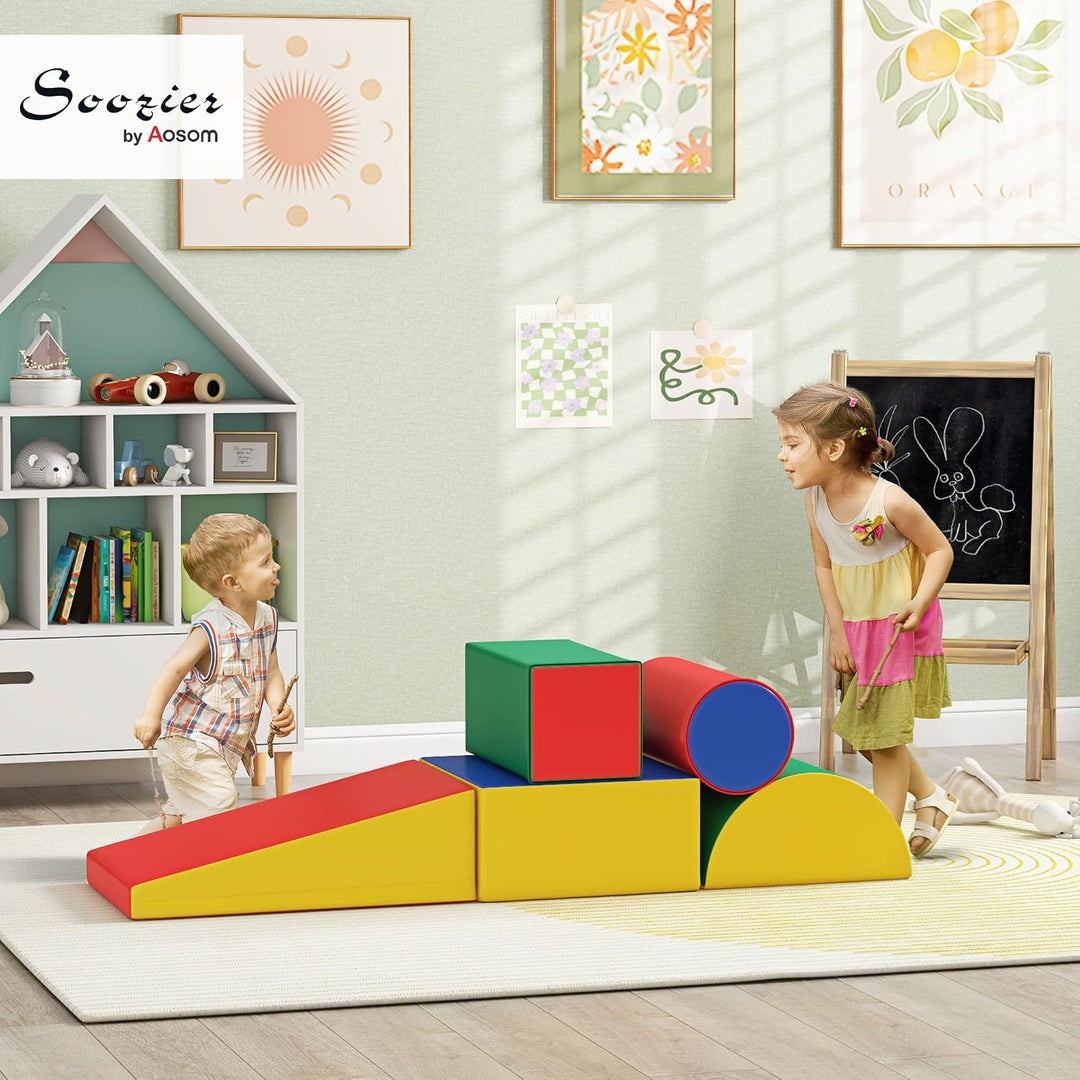HOMCOM 5 TLG. Schaumstoff Bausteine Kinder Softbausteine Klettern Bauklötze Weiche Schaumstoffbauste